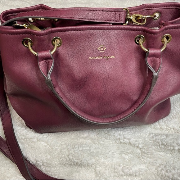 Nanette Lepore Burgundy Leather Tote Bag - Picture 2 of 13